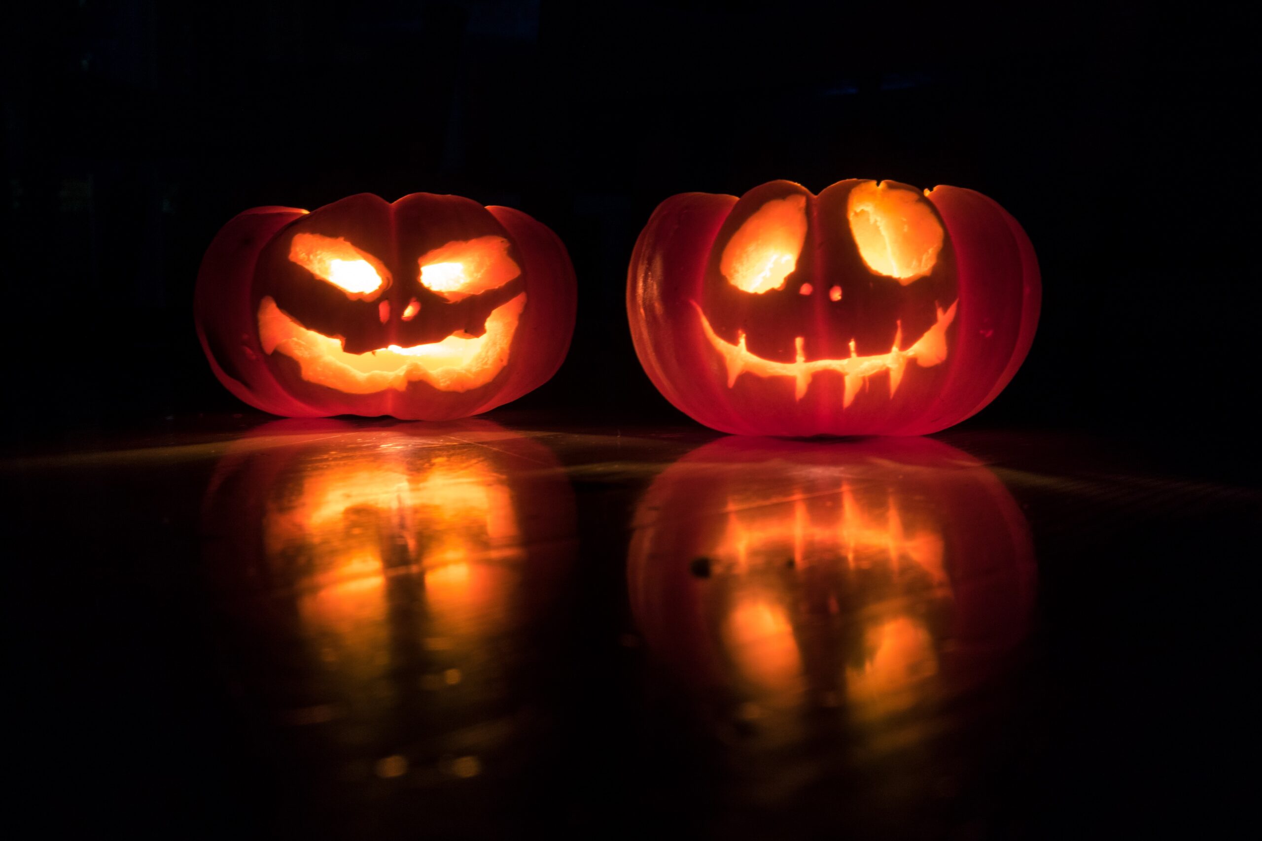 Pumpkins carved for Halloween